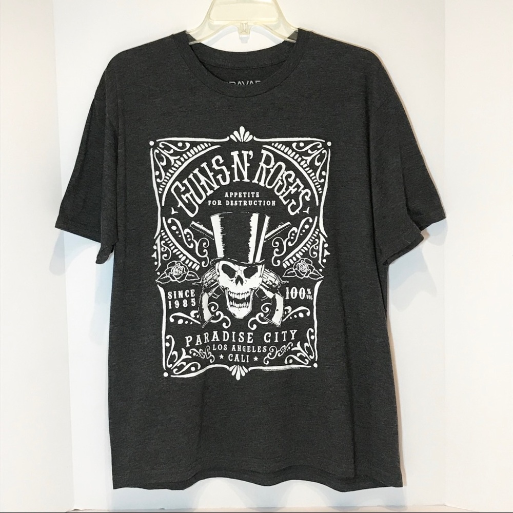 Guns N Roses gray heather band tee EUC